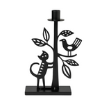 Cat and Tree Ironwork Candle Holder