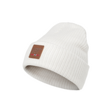 Leather Logo Beanie - White