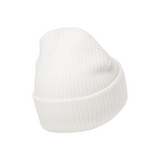 Leather Logo Beanie - White