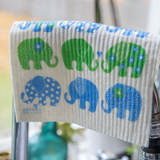 Amazing Swedish Dishcloth - Elephants (Blue & Green)