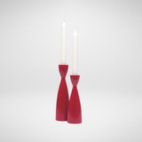 Red Wooden Candle Holder -  7.5"