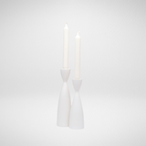 White Wooden Candle Holder -  7.5"