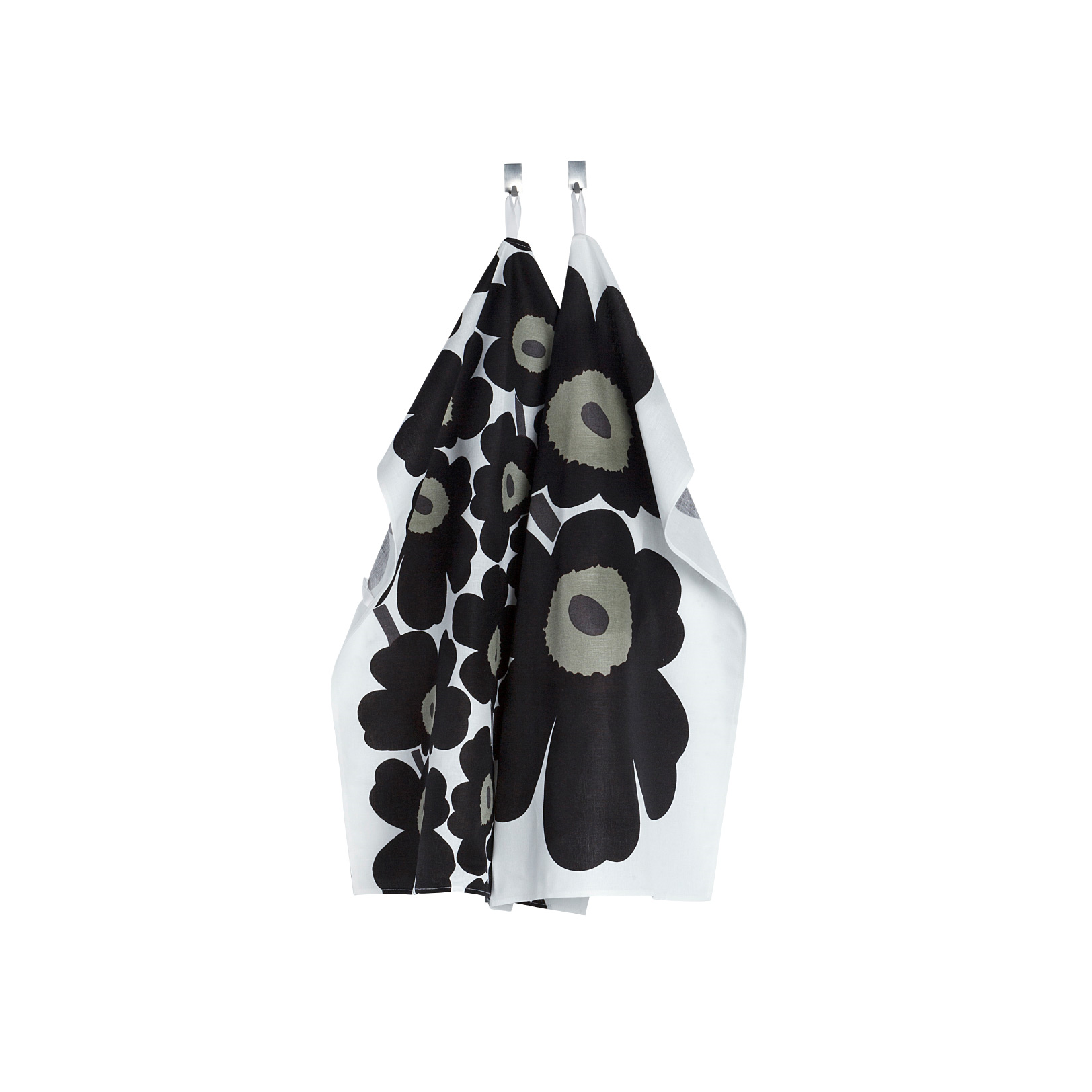 Marimekko Unikko Black / White Tea Towel - Set of 2